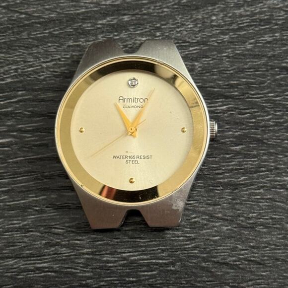 Armitron Diamond Stainless Steel Water Resistant Watch Silver And Gold Tone - Picture 1 of 6
